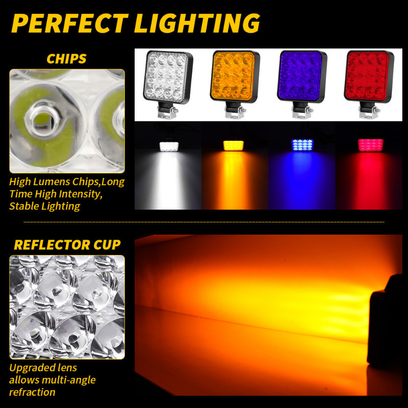 Led Car Light 48w 16 Led Work Emergency Light Offroad SUV ATV csónak teherautó kotró 12V traktor Led lámpa vezetőt segítő lámpa