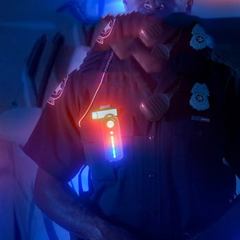 LED USB акумулаторна червена синя аварийна полицейска светлина с щипка за рамо Мигащо предупреждение Безопасно фенерче Задна лампа за велосипед