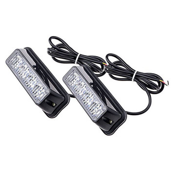 2 τμχ Προειδοποιητικό φως στροβοσκοπίου αυτοκινήτου Μπάρα 4 Mini LED φώτα έκτακτης ανάγκης που αναβοσβήνουν Super Bright Flash Προειδοποιητικό φως για φορτηγό οχημάτων
