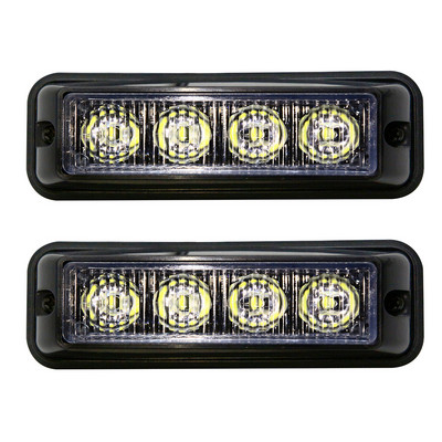 2 бр. Предупредителна светлинна лента за светкавица за кола 4 LED мини аварийни мигащи светлинни светлини Супер ярка светкавица за предупреждение за камион