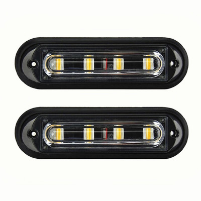 2 бр. Предупредителна светлинна лента за светкавица за кола 4 LED мини аварийни мигащи светлинни светлини Супер ярка светкавица за предупреждение за камион