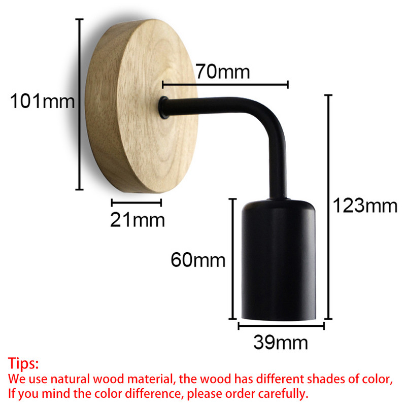 2 kom/lot Zidna svjetiljka od nordijskog drveta E27 85-265 V Retro Vintage Unutarnja rasvjeta Spavaća soba Dnevni boravak za dom Zidna svjetiljka