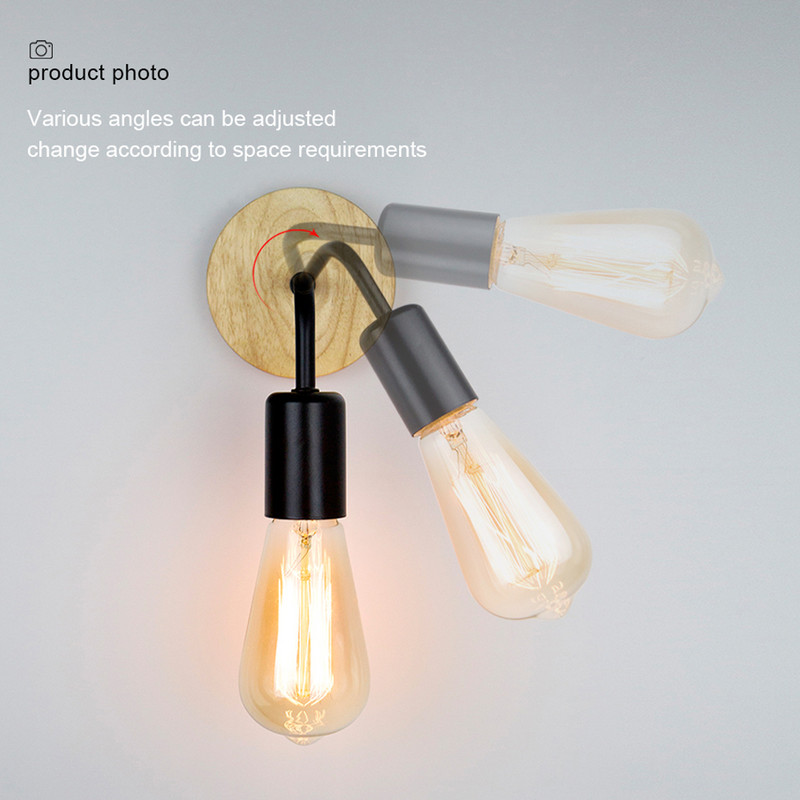2 kom/lot Zidna svjetiljka od nordijskog drveta E27 85-265 V Retro Vintage Unutarnja rasvjeta Spavaća soba Dnevni boravak za dom Zidna svjetiljka