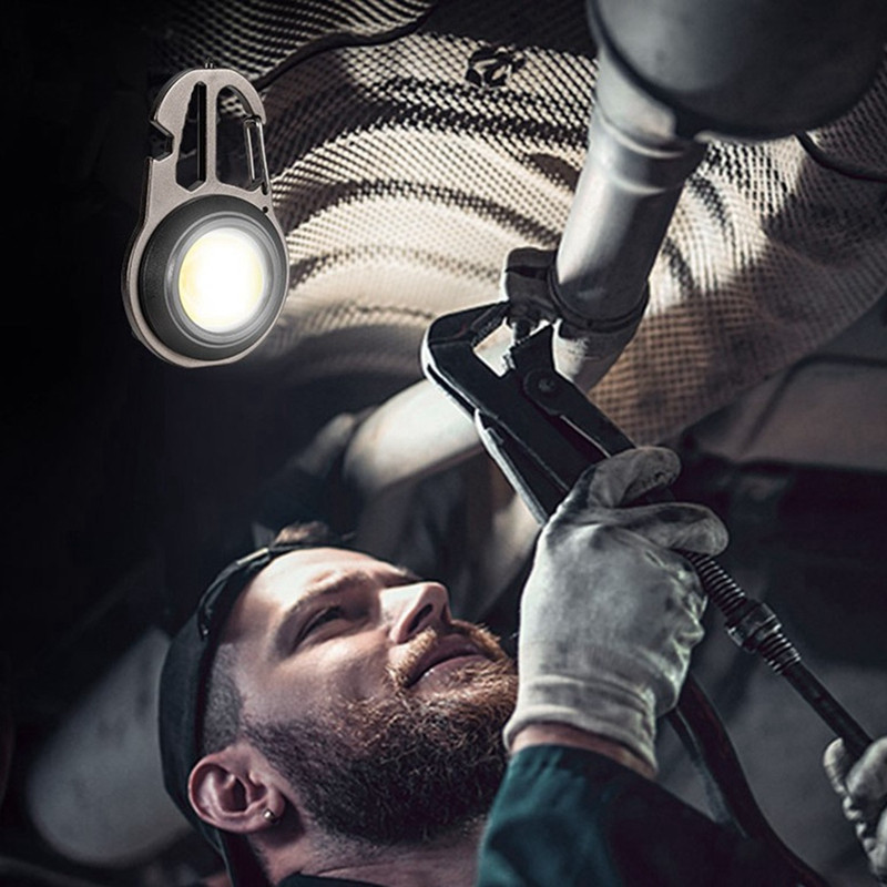 Többfunkciós COB LED mini lámpa törött ablak kalapács csavarkulcs kis üvegnyitó kulcstartó munkalámpák vészlámpa