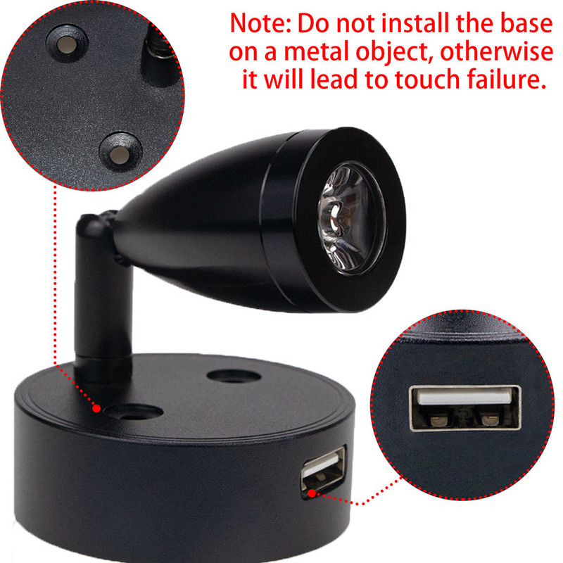 DC 12V 24V LED siselugemistuli Smart Touchiga hämardatava seinalambiga USB-laadimisport Magamistoa seinavalgusti