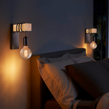 Ретро дървена стенна лампа E27 Модерна минималистична вътрешна висяща стенна лампа за домашен декор Нощно осветление за спалня Осветление за стълби
