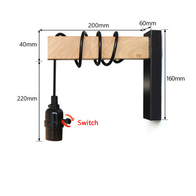 Ρετρό ξύλινο φωτιστικό τοίχου E27 Μοντέρνο μινιμαλιστικό εσωτερικό κρεμαστή απλίκα τοίχου για διακόσμηση σπιτιού Φωτισμός κρεβατοκάμαρας Φωτισμός σκάλας