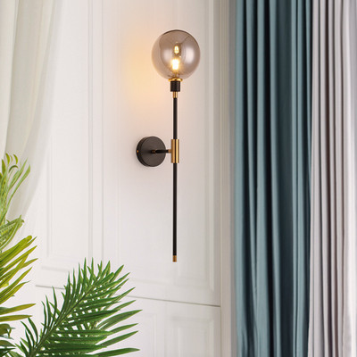 Модерна стенна лампа Стъклена топка Led скандинавско осветление на коридора Аплици за всекидневна Спалня Кабинет Интериор Лампа за домашен декор