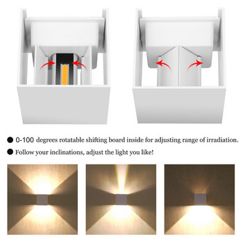 Led стенна лампа Алуминиева външна IP65 водоустойчива стенна лампа нагоре надолу за домашно стълбище, спалня, нощно шкафче, баня, коридор, осветление