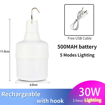 Įkraunami stovyklavimo LED žibintai Nešiojami avariniai lemputės žibintai USB įmontuota baterija Ryškus žibintuvėlis lauko žibintas su kabliu