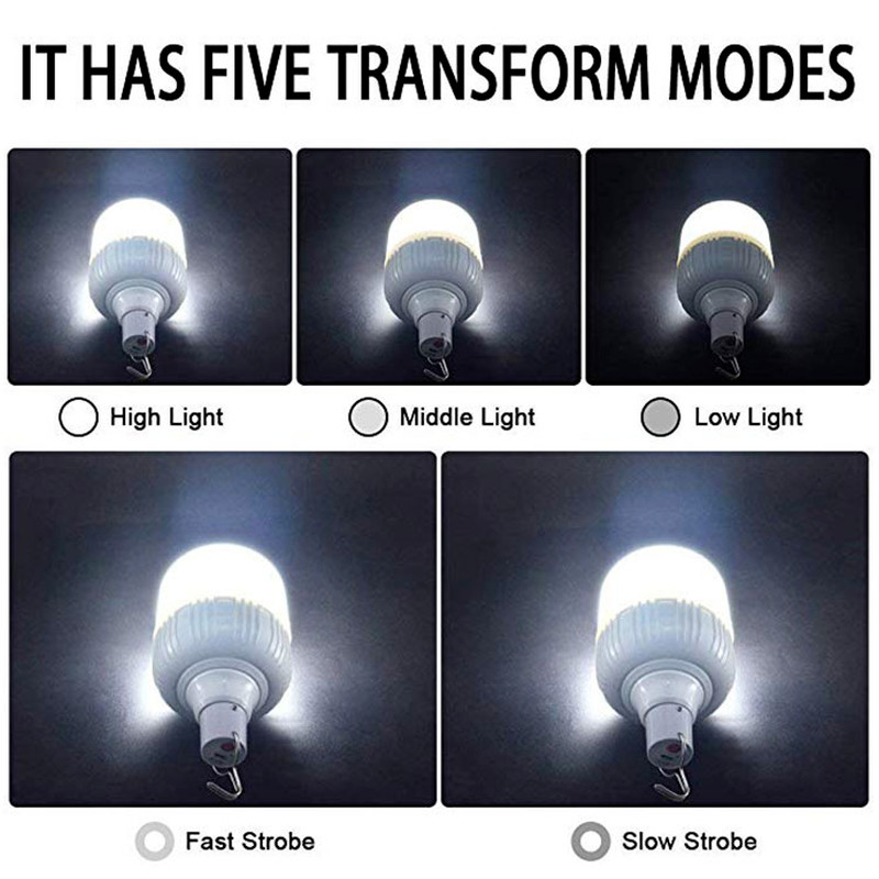 Įkraunami stovyklavimo LED žibintai Nešiojami avariniai lemputės žibintai USB įmontuota baterija Ryškus žibintuvėlis lauko žibintas su kabliu