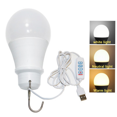 USB крушка LED светлина Къмпинг Преносими фенери 5V крушка Малки лампи за книги Светлина с бутон за превключване Домашна аварийна нощна лампа за