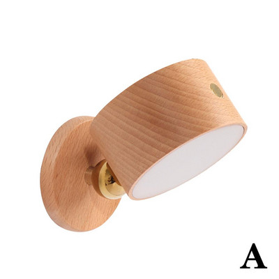 Szabályozható LED-es olvasólámpa újratölthető, 360°-ban forgatható, mágneses golyóslámpa vezérlő, fából készült, állítható éjjeliszekrény D8K8