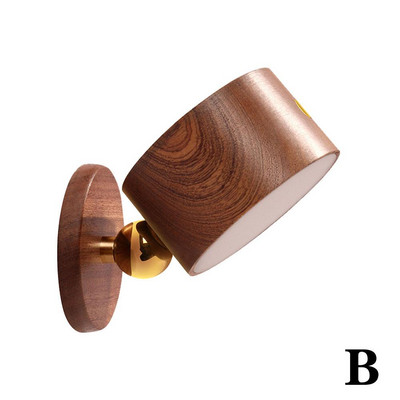 Szabályozható LED-es olvasólámpa újratölthető, 360°-ban forgatható, mágneses golyóslámpa vezérlő, fából készült, állítható éjjeliszekrény D8K8