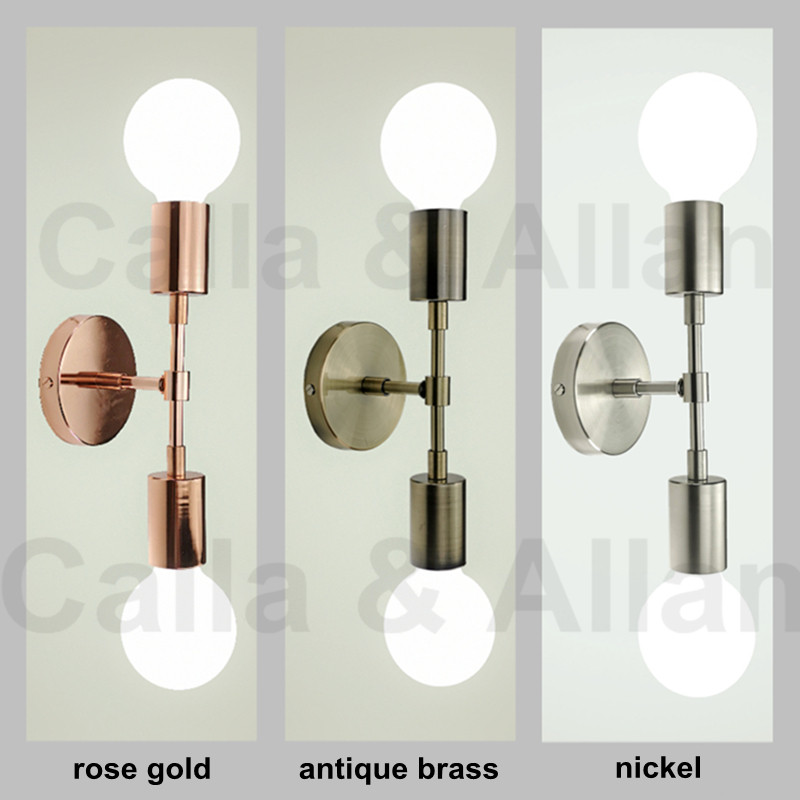 Színes szálcsiszolt fém minőség villanylámpa mellett Lakberendezés Minimalista Kreatív dupla fejű fali lámpa LED lámpatest