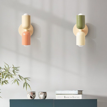 Nordic LED стенни лампи Модерни минималистични кремави двойни фарове за всекидневна Спалня Нощен кабинет Вътрешна декорация
