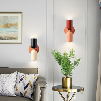 Nordic LED стенни лампи Модерни минималистични кремави двойни фарове за всекидневна Спалня Нощен кабинет Вътрешна декорация