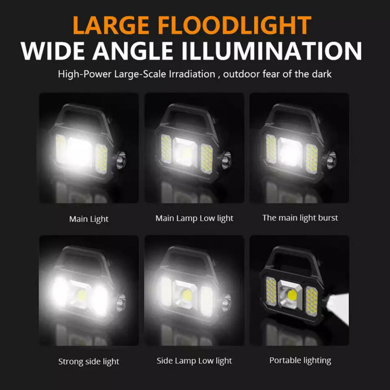 LED solarna punjiva baterijska svjetiljka COB zumirana vodootporna taktička svjetiljka, žarulje mogu puniti svjetiljku za kampiranje mobilnog telefona