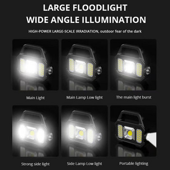 6 Gears Акумулаторна лампа Водоустойчив преносим къмпинг фенер Слънчеви USB къмпинг светлини Преносимо фенерче за открито 500LM