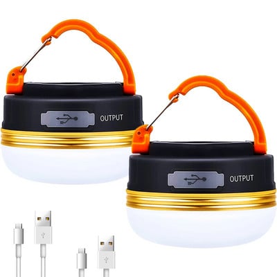 Lanternă de camping cu LED, reîncărcabilă prin USB, lampă portabilă pentru cort 1800 mAh Power Bank cu bază magnetică Lanternă electrică