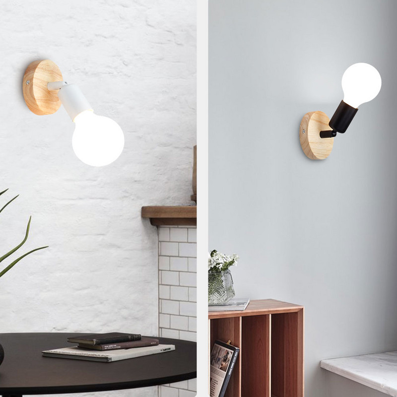 LED fali lámpa Modern fa lámpa Nordic Loft stílusú lámpák Ipari vintage vas fali lámpa bárba kávézóba étterembe otthoni világítás