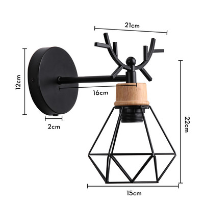Ziemeļvalstu koka sienas apgaismojums guļamistabas naktslampa melna moderna E27 ejas kāpnes LED mājas griestu apgaismojums lampa viesistabas dekors