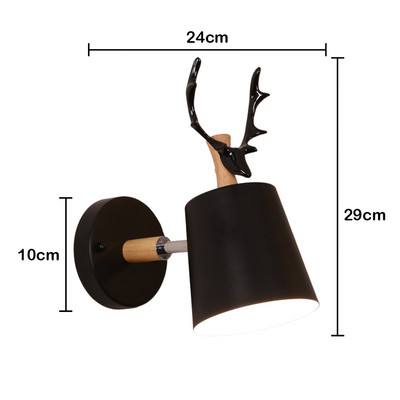 Ziemeļvalstu koka sienas apgaismojums guļamistabas naktslampa melna moderna E27 ejas kāpnes LED mājas griestu apgaismojums lampa viesistabas dekors