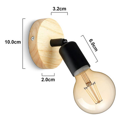 Ziemeļvalstu koka sienas apgaismojums guļamistabas naktslampa melna moderna E27 ejas kāpnes LED mājas griestu apgaismojums lampa viesistabas dekors