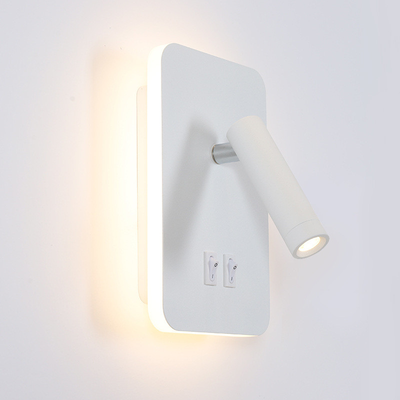 3W 8W Fali lámpa háttérvilágítás 350 fokban elforgatható állítható fali lámpák szállodai hálószoba éjjeli dolgozószoba olvasólámpás lámpa kapcsolóval