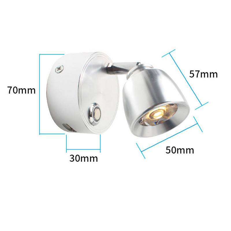 Lampă de perete LED de 3W Lumină de lectură reglabilă la atingere fără trepte cu interfață de încărcare USB, folosită pentru autocaravane, bărci, iahturi DC12V 24V
