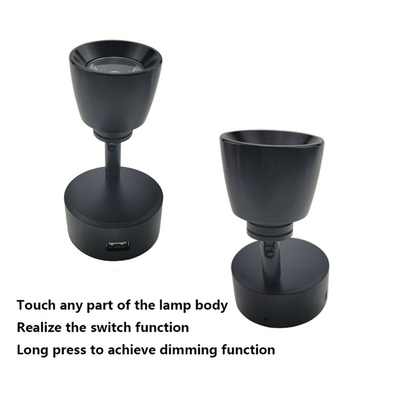 Lampă de perete LED de 3W Lumină de lectură reglabilă la atingere fără trepte cu interfață de încărcare USB, folosită pentru autocaravane, bărci, iahturi DC12V 24V