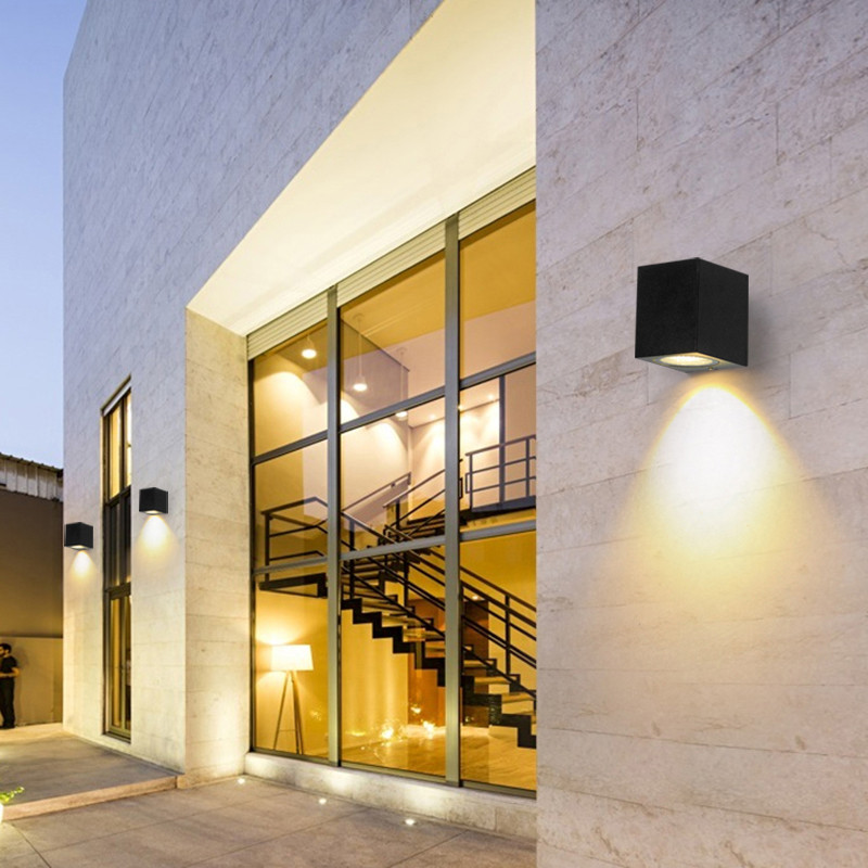 IP65 Vízálló beltéri kültéri Led fali világítás lefelé LED GU10 Led fali lámpa, felületre szerelt kocka kerti veranda lámpa