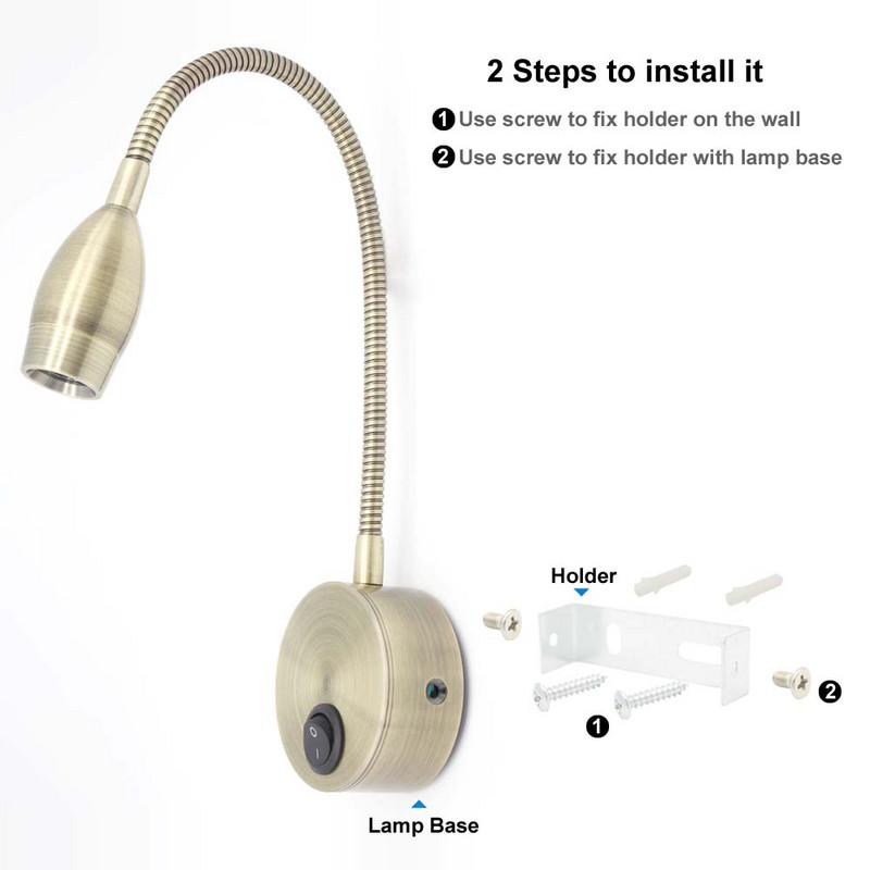 Fali lámpa Hálószoba olvasáshoz Modern led fali villanylámpa kapcsolóval Éjjeli ágy fali lámpák nappaliba Rögzített Pared