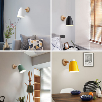 Стенни лампи с превключвател Нощна стенна лампа Модерен стенен аплик Nordic за спалня Macaroon 6 цвята Кормилна глава E27 85-285V