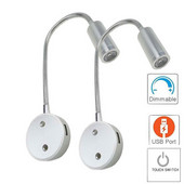 LED šļūtenes Touch aptumšošanas slēdzis Sienas lampa Elastīga nakts lasīšanas gaisma jahtas kravas laivai RV piekabes prožektora USB ports