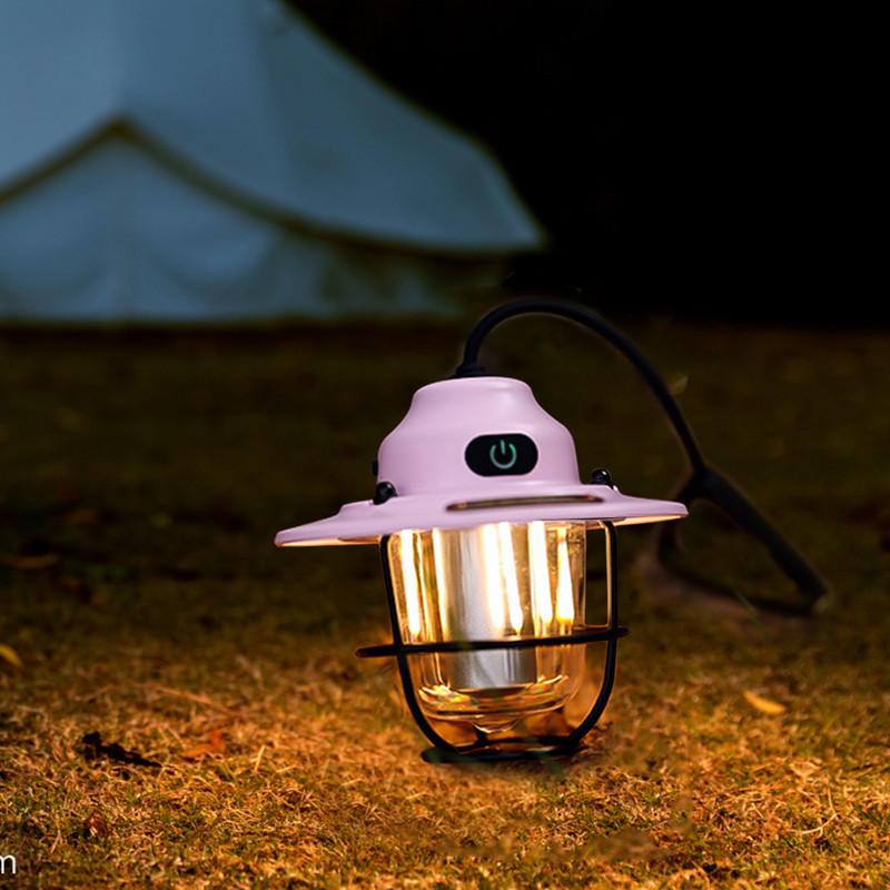 Vintage metalne viseće svjetiljke za kampiranje 2000mAh prijenosne vrtne led svjetiljke s baterijskim napajanjem USB punjive svjetiljke za vanjski šator