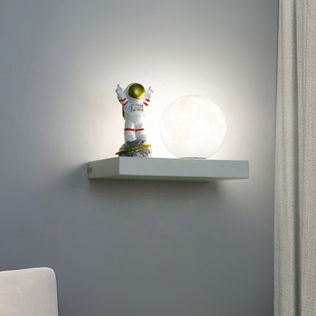 Модерна LED стенна лампа Нощна лампа за спалня Фон за стена Лампа за атмосфера Луна Астронавт Лампи за детска стая