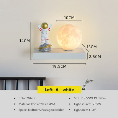 Lampă de perete modernă cu LED Lampă de noptieră pentru dormitor Lampă de atmosferă de perete de fundal pentru camera de zi Astronaut Lună Lămpi de cameră pentru copii