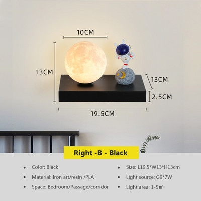Lampă de perete modernă cu LED Lampă de noptieră pentru dormitor Lampă de atmosferă de perete de fundal pentru camera de zi Astronaut Lună Lămpi de cameră pentru copii