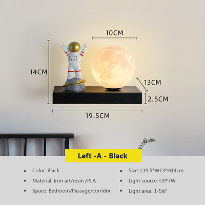 Lampă de perete modernă cu LED Lampă de noptieră pentru dormitor Lampă de atmosferă de perete de fundal pentru camera de zi Astronaut Lună Lămpi de cameră pentru copii