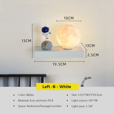 Lampă de perete modernă cu LED Lampă de noptieră pentru dormitor Lampă de atmosferă de perete de fundal pentru camera de zi Astronaut Lună Lămpi de cameră pentru copii