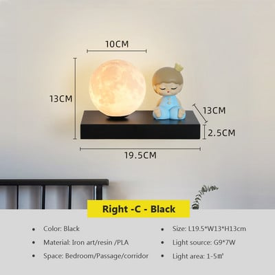 Lampă de perete modernă cu LED Lampă de noptieră pentru dormitor Lampă de atmosferă de perete de fundal pentru camera de zi Astronaut Lună Lămpi de cameră pentru copii