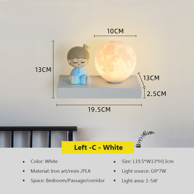 Lampă de perete modernă cu LED Lampă de noptieră pentru dormitor Lampă de atmosferă de perete de fundal pentru camera de zi Astronaut Lună Lămpi de cameră pentru copii