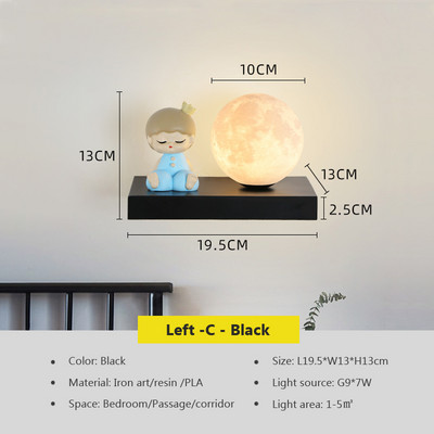 Lampă de perete modernă cu LED Lampă de noptieră pentru dormitor Lampă de atmosferă de perete de fundal pentru camera de zi Astronaut Lună Lămpi de cameră pentru copii