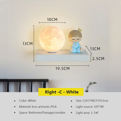 Lampă de perete modernă cu LED Lampă de noptieră pentru dormitor Lampă de atmosferă de perete de fundal pentru camera de zi Astronaut Lună Lămpi de cameră pentru copii