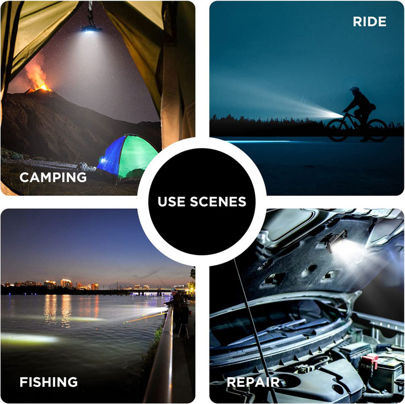 Lanternă mică, mini LED, lantern reîncărcabil COB, lumină de lucru cu LED, lumină de buzunar portabilă, pentru camping, drumeții, lanternă COB