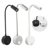 Lumină de lectură cu montare pe perete, negru argintiu, alb, cu port de încărcare USB, 4000K, 3W, cu comutator de noptieră, lampă de perete cu gât de gâscă flexibil