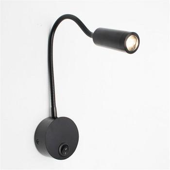 Черна, сребристо-бяла стенна лампа за четене с USB порт за зареждане 4000K 3W LED стенна лампа за нощно шкафче с гъвкаво гнездо