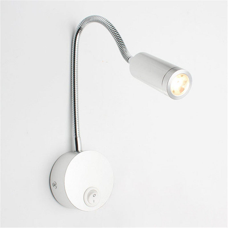 Lumină de lectură cu montare pe perete, negru argintiu, alb, cu port de încărcare USB, 4000K, 3W, cu comutator de noptieră, lampă de perete cu gât de gâscă flexibil