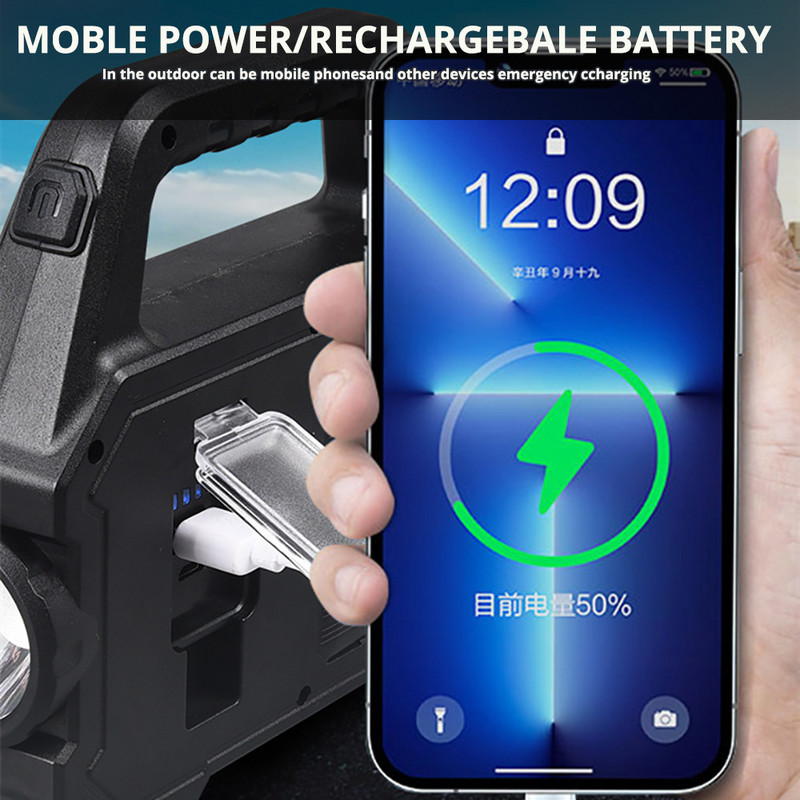 Zaslon napajanja Izlazna snaga Radno svjetlo Ugrađena litijska baterija USB punjenje i solarno punjenje SMD COB LED punjiva svjetiljka